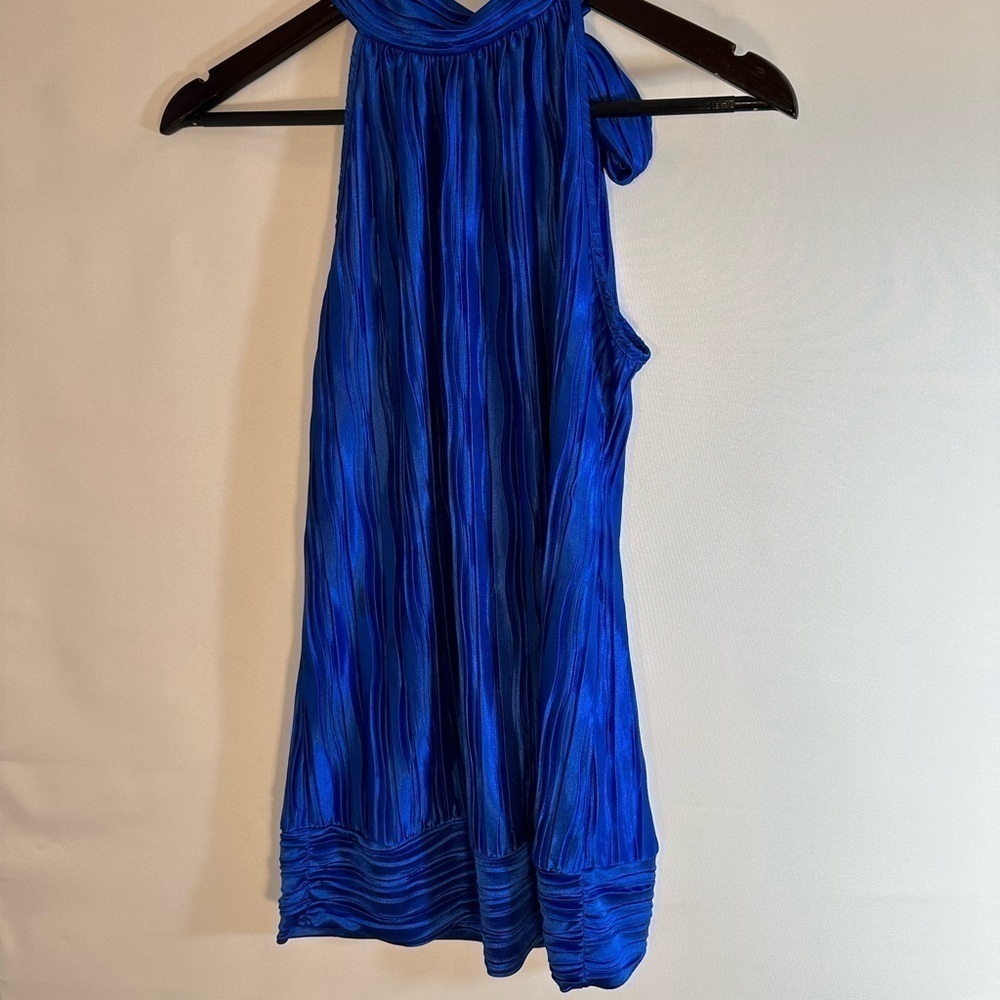 Heart Soul Womens Blouse Size M Sleeveless Halter Tie Bow Neckline Royal Blue - Picture 5 of 13